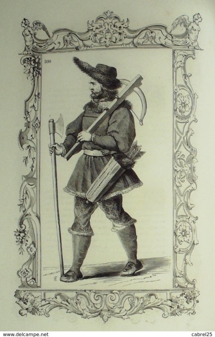 Militaria Portrait Arbalétrier Carquois hâche 1859
