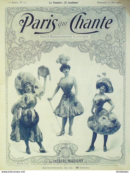 Paris qui chante 1903 n° 19 Favart Caribert Marinier Alberthal Angèle Moreau