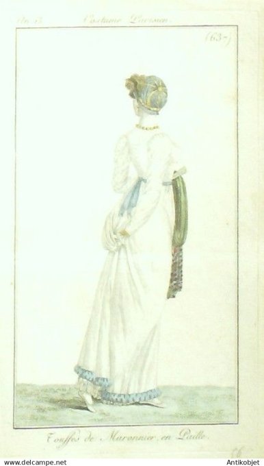 Costume Parisien 1805 an 13 # 637 (eau forte) Touffes de maronnier en paille