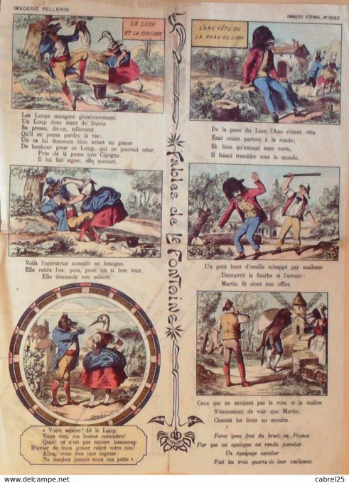 Le Loup,La Cigogne L'ane Vetu  de Peau  de Lion (Pellerin d'epinal)