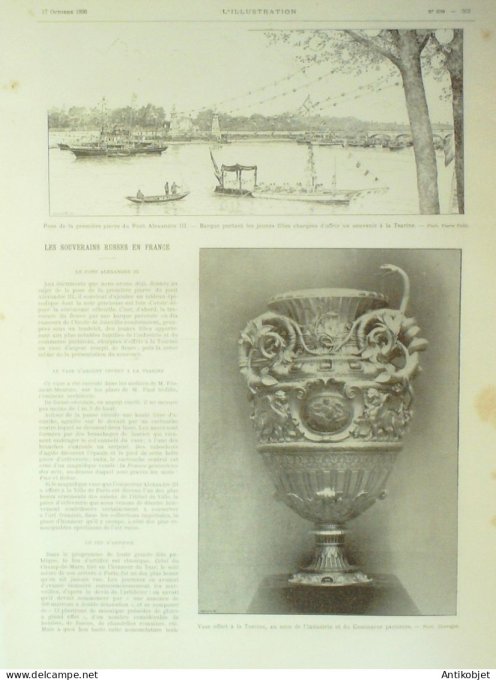 L'illustration 1896 n°2799 Sèvres (92) Chalons (51) Russie Pont Alexandre III Impératrice Alexandra 