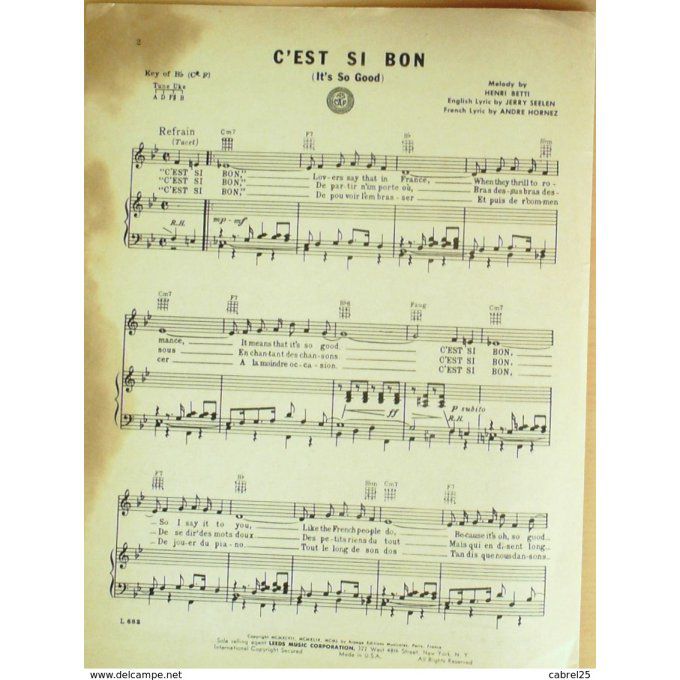 Seelen Jerry/Betti Henri C'est Si Bon 1947