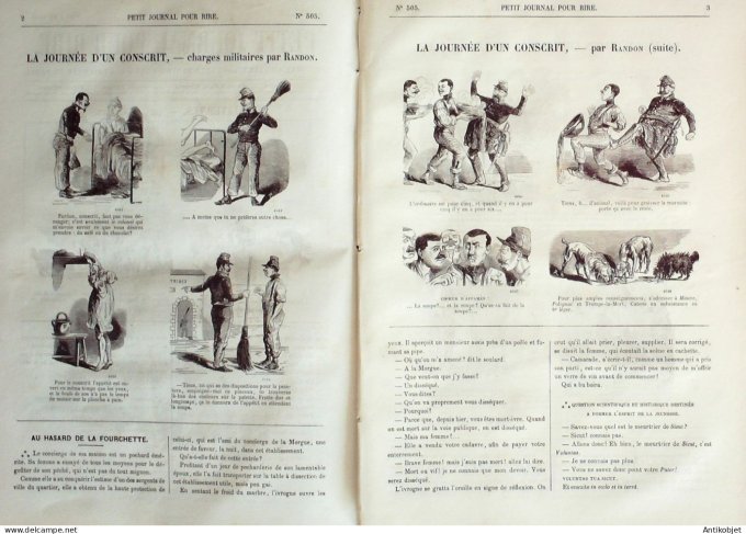 Petit journal pour Rire 1864 # 505 Journee d'un conscrit Randon