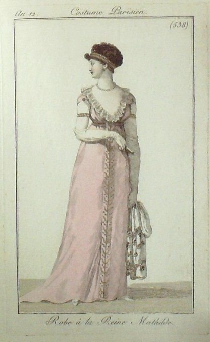 Gravure Mode Costume Parisien 1804 an 12 # 538 (eau forte old Fashion plate
