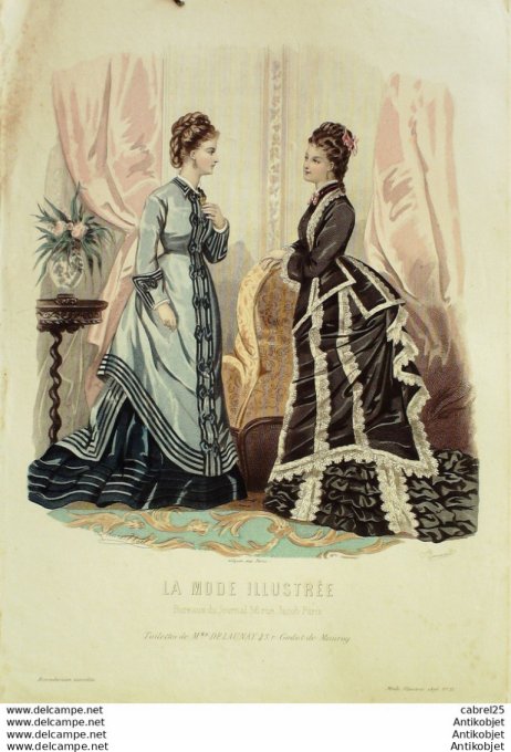 Gravure de mode La Mode illustrée 1876 n°11 (Maison Delaunay)