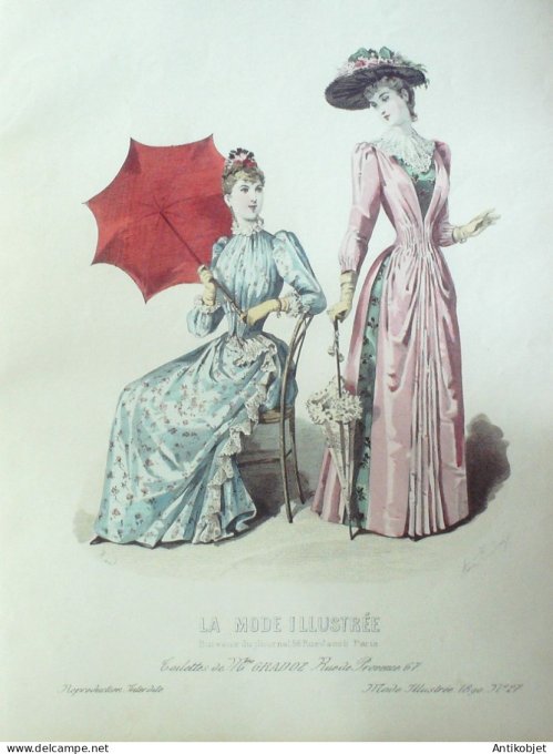 Gravure Mode illustree 1890 # 27 (Old Fashion plate) RARE