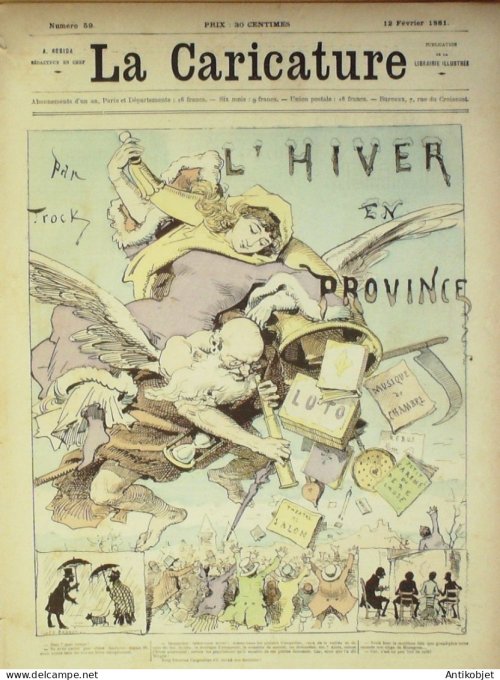 La Caricature 1881 #  59 L'hiver en province Trock Victoires de Bezucheux de la Fricotière Robida D