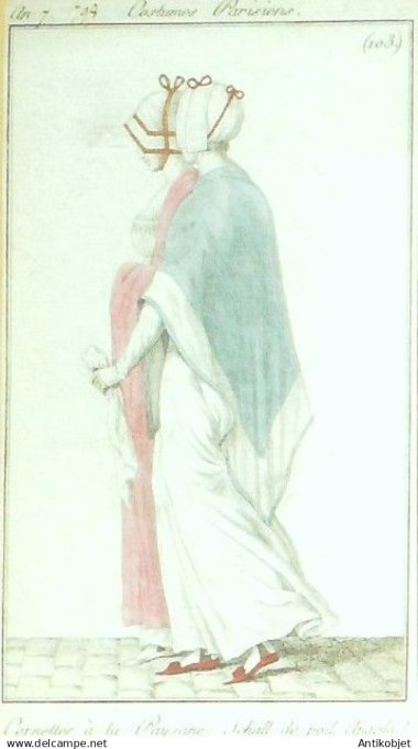 Costume Parisien 1798 an 7 #103 (eau forte) Cornette à  la paysanne Schall