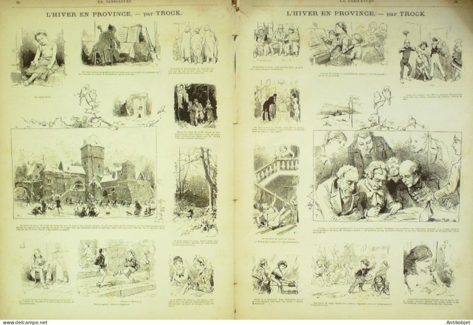 La Caricature 1881 #  59 L'hiver en province Trock Victoires de Bezucheux de la Fricotière Robida D