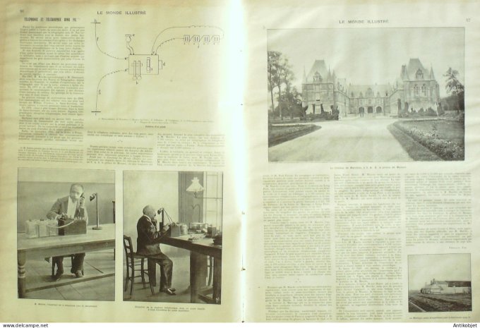 Le Monde illustré 1902 n°2339 Câteau de Marchais (02) Monaco Chéret Libye Tripoli Téléphone