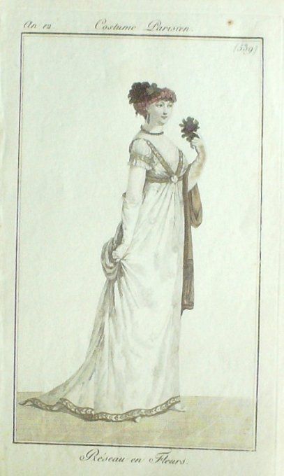 Gravure Mode Costume Parisien 1804 an 12 # 539 (eau forte old Fashion plate