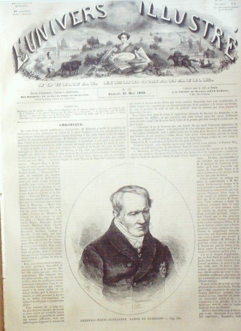 L'Univers illustré 1859 #  53 Suisse Berne Presse Marinoni Baron de Humboldt