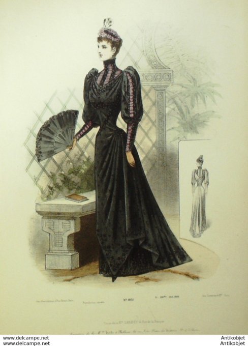 Gravure de mode Le Coquet 1892 n°21 (Maison Toche-Mellerio) T Gd format