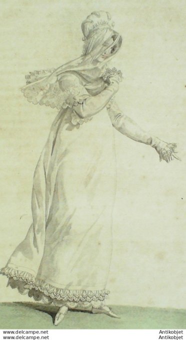 Costume Parisien 1815 # 1498 Robe perkale Voile de tulle