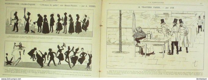 La Caricature 1885 #311 Soir de première Job Sorel Henri Pagat Loys Gino