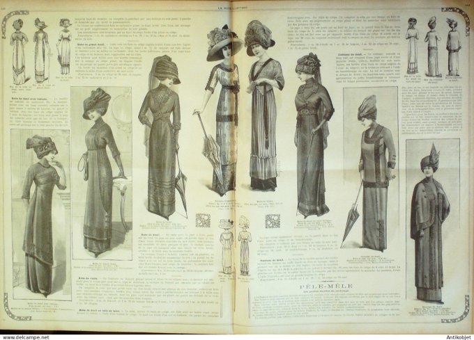 La Mode illustrée journal 1911 n° 28 Toilettes Costumes Passementerie