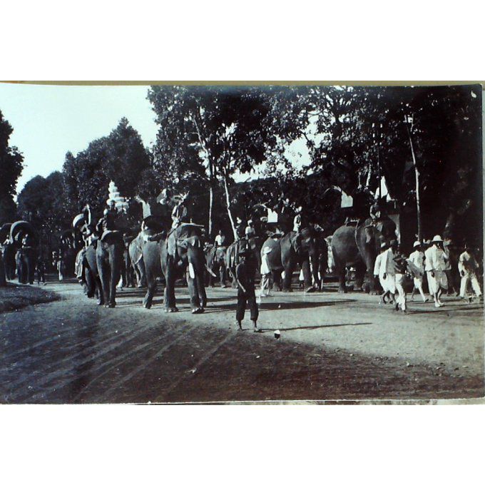 Cpa Cambodge Phnom Penh Fete De Tangtok Elephants Royaux 1925