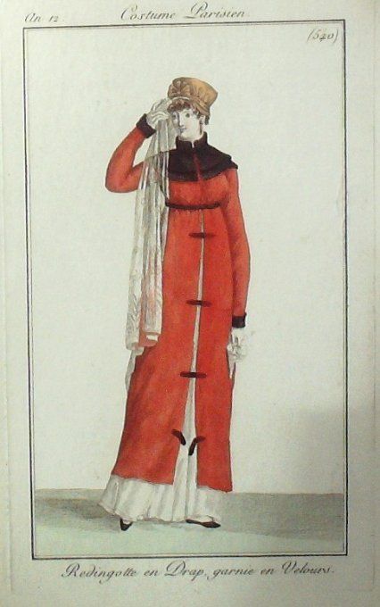 Gravure Mode Costume Parisien 1804 an 12 # 540 (eau forte old Fashion plate