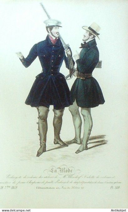 Gravure La mode 1833 # 328 (aquarelle old Fashion plate)