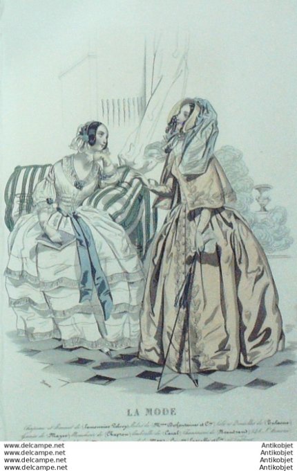 Gravure La mode 1842 # 31 (aquarelle old Fashion plate)
