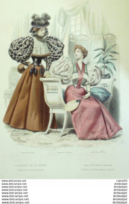 Gravure Mode La Gazette 1895 # 50 (Old Fashion plate)