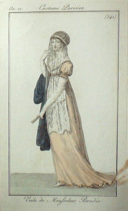 Gravure Mode Costume Parisien 1804 an 12 # 541 (eau forte old Fashion plate