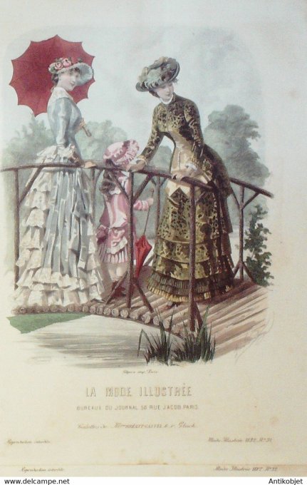 Gravure de mode La Mode illustrée 1882 n°31 (Maison Bréant-Castel)