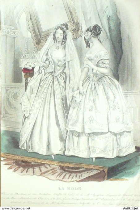 Gravure La mode 1846 # 30 (aquarelle old Fashion plate)