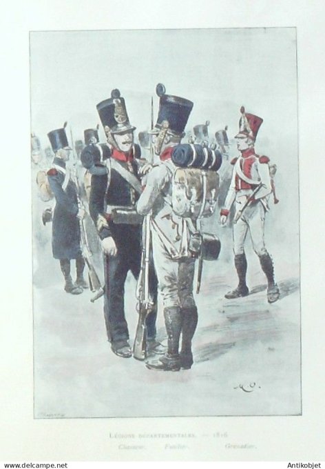 Légions chasseur Fusilier Grenadier en 1816 signé Maurice Orange