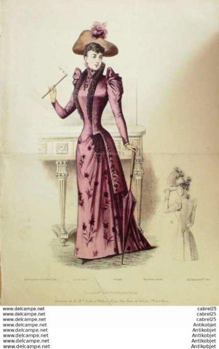 Gravure Mode Le Coquet 1890 # 43 (Old Fashion plate)