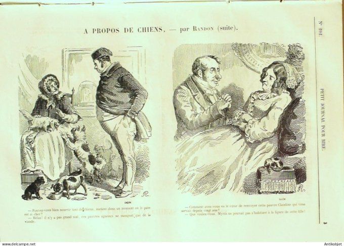 Petit journal pour Rire 1859 # 202 A propos de chiens Randon