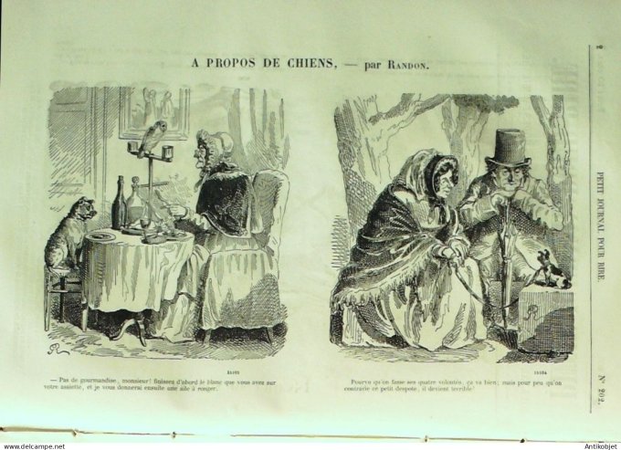 Petit journal pour Rire 1859 # 202 A propos de chiens Randon