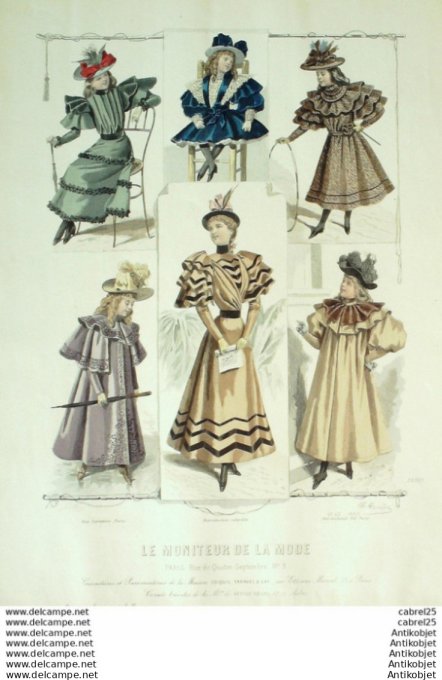 Gravure Mode Le Moniteur 1893 # 43 (Old Fashion plate)