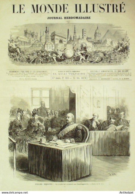 Le Monde illustré 1873 n°863 Villiers-sur-Morin (77)  Metz Courcelles-sur-Nied (57) Procès Mal Bazai