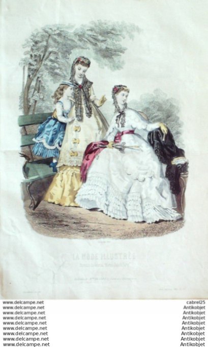 Gravure Mode illustree 1868 # 32 (Old Fashion plate)