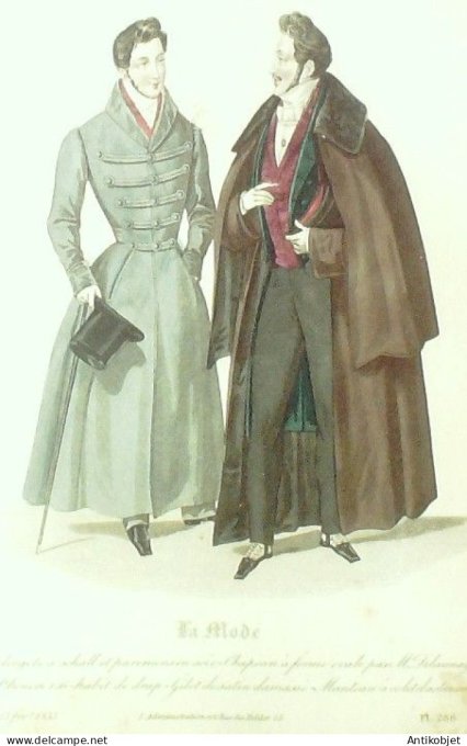 Gravure La mode 1833 # 286 (aquarelle old Fashion plate)