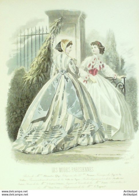 Gravure Les Modes Parisiennes 1864 #1160 Robes Jersey Maison Ghys