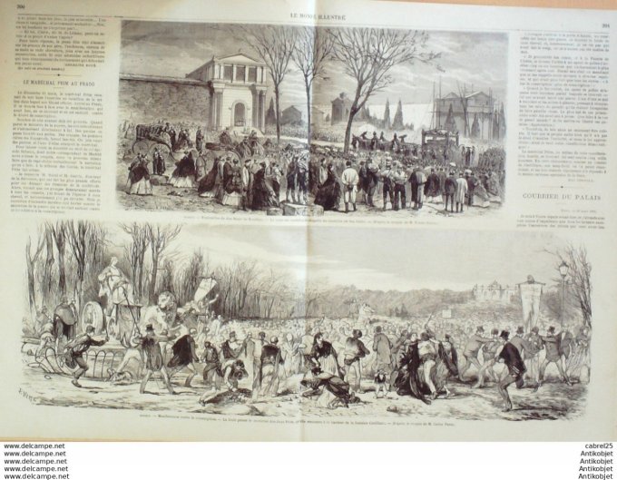 Le Monde illustré 1870 n°676 Tours (37) Bargnay Hilliers Espagne Madrid las Ventas Italie Rome Mont 