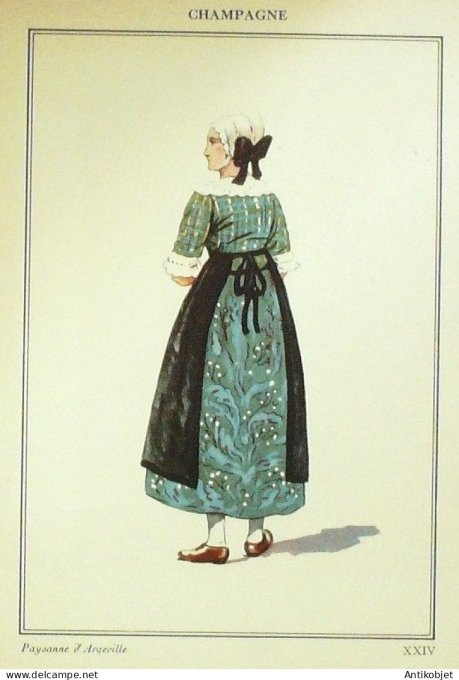 Champagne Argeville (77) Paysanne signé   par P.A Leroux XXème