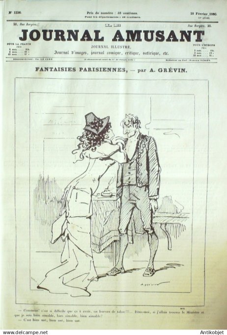 Le Journal Amusant 1880 # 1226 Savard Montreal bric a brac voyage circulaire Montrouge a Bade