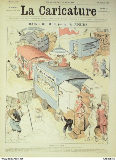 La Caricature 1886 #342 Bains de mer Robida Moutonnet Job Touristes Wogel Loys