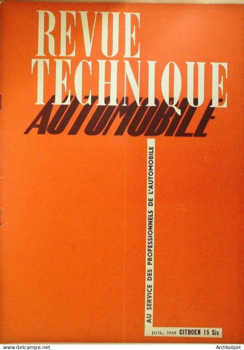 Revue Tech. Automobile 1949 Citroen TA 15 Six Somua I L 15