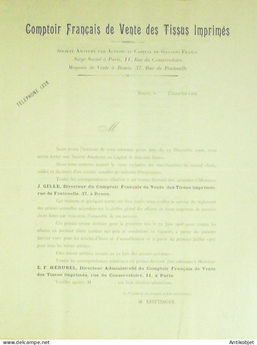 Catalogue du Comptoir Français (tissus imprimés) 1906 à Rouen (76)