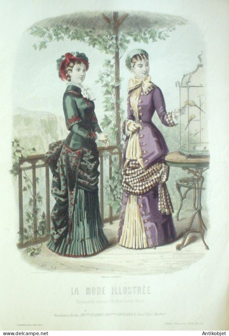 Gravure Mode illustree 1880 # 43 (Old Fashion plate)