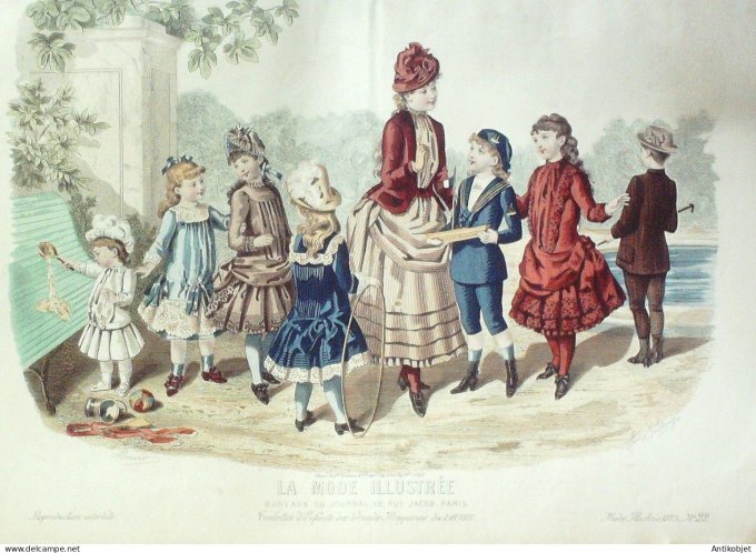 Gravure Mode illustree 1885 # 22 (Old Fashion plate)