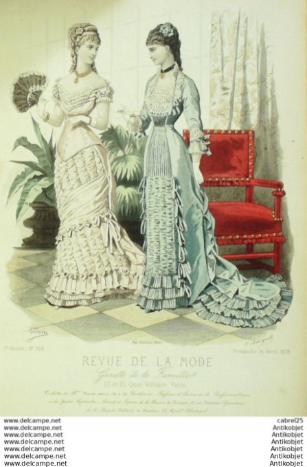 Gravure Mode La Gazette 1878 # 328 (Old Fashion plate)