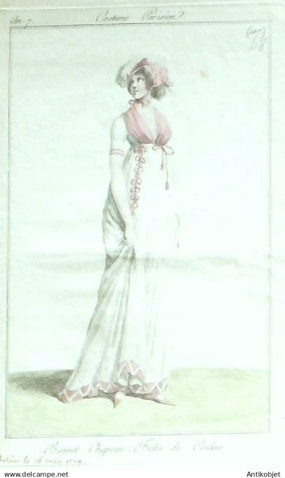 Costume Parisien 1798 an 7 #108 (eau forte) Fichu de couleur