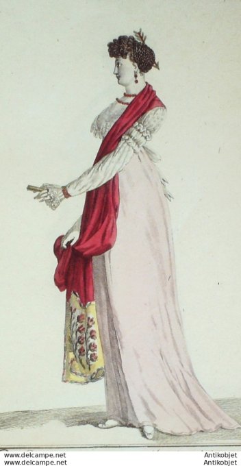 Gravure de mode Costume Parisien 1804 n° 534 (An 12) Nattes roulées à la Mameluck