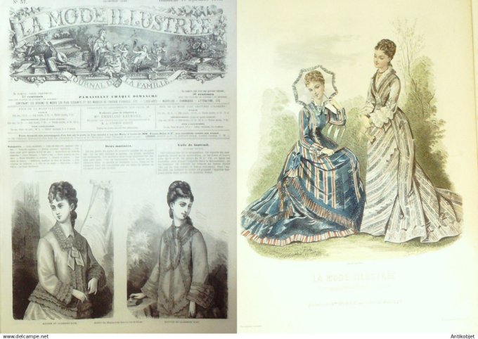 La Mode illustrée journal + gravure associée 1876 # 37