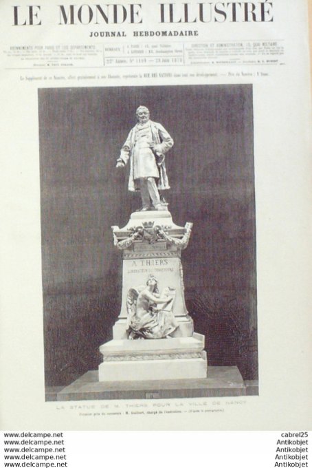 Le Monde illustré 1878 n°1109 Nancy (54) Thiers Pays Bas Hanovre Drapeaux Des Nations Armes Ecussons